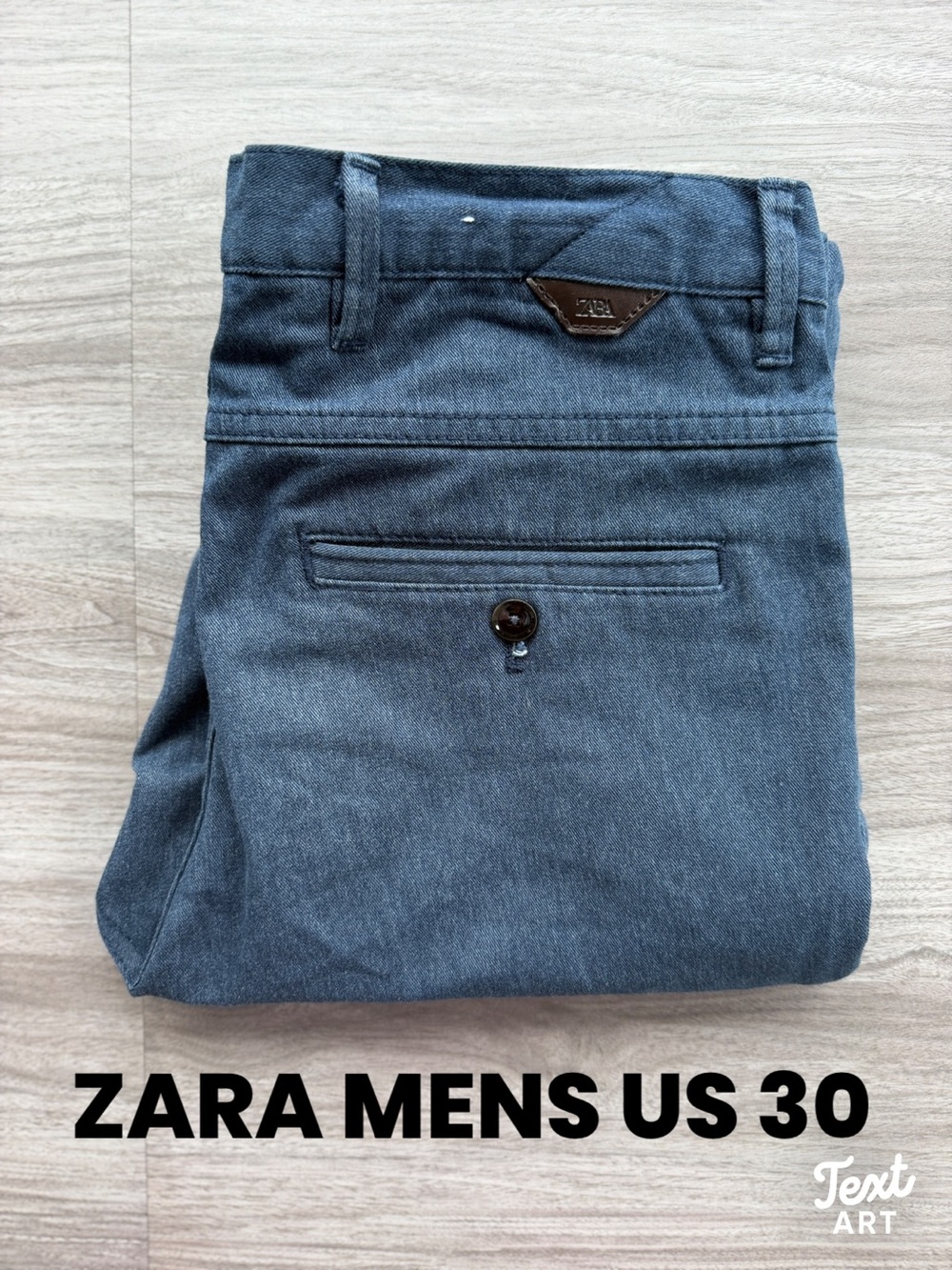 Zara Men Slim Fit Chino Pants Size 30 Heathered Slate Blue Stretch Smart Casual